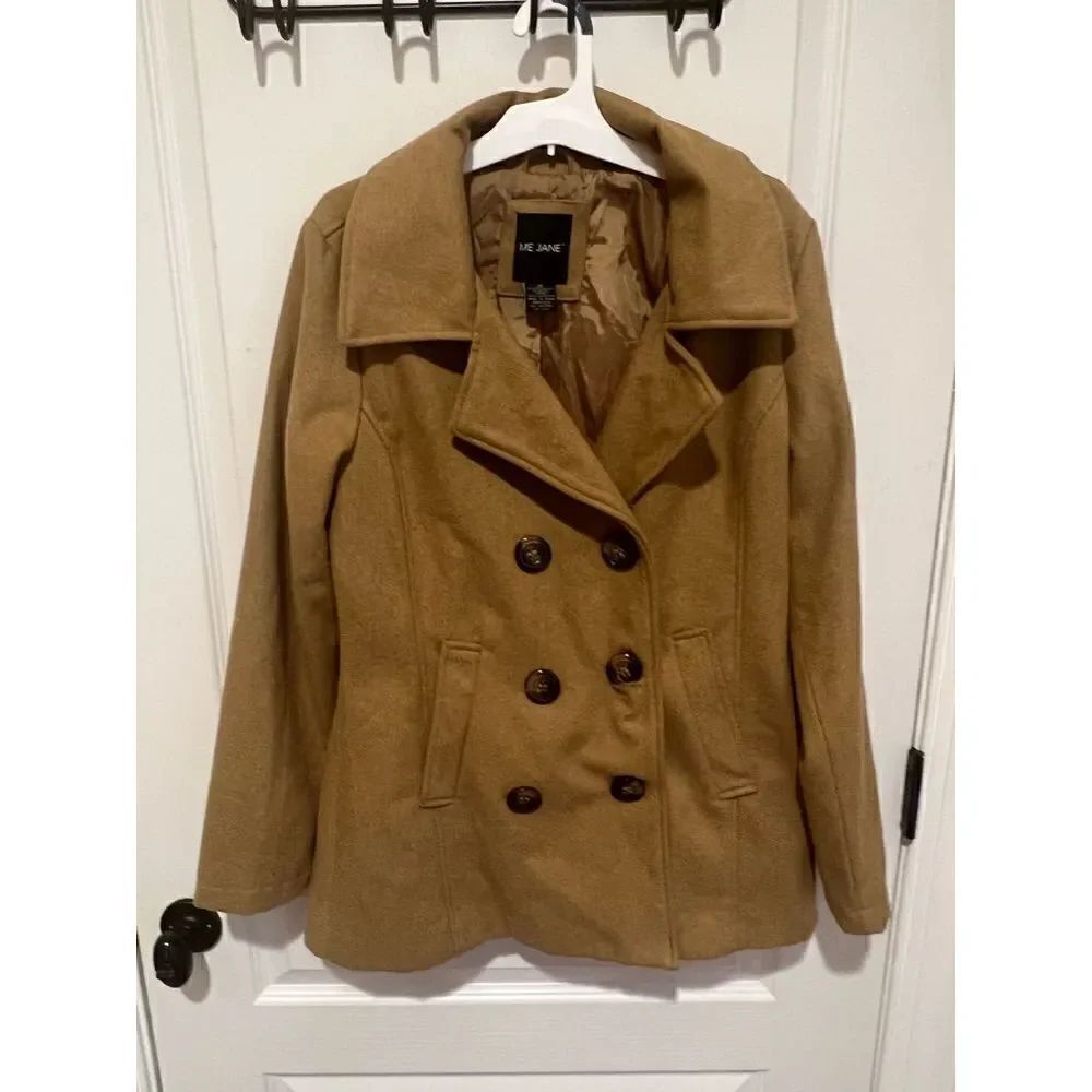 Me Jane tan Brown Double Breasted winter dressy coat Jacket